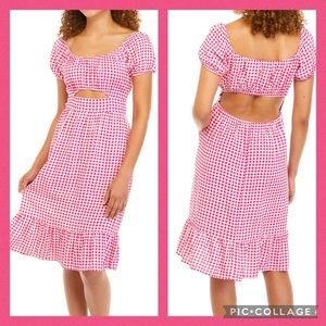 Magenta and White Checkered Cut-Out Dress NWT